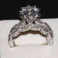 Luxury Jewelry Diamonique 925 Silver Wedding Topaz Women Bridal Women Ring Set Size5 6 7 8 9 10 Wish White Gold Wedding Ring Set Sterling Silver Wedding Rings Sets Wedding Ring Bands