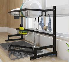 Kitchen tools kitchen decor kitchen cabinets kitchen appliances stainless steel paint black stainless steel dish racks quality kitchens kitchen organization. Stainless Steel Kitchen Sink Drain Rack With Free Soap Pump Dispenser Cusina Royale