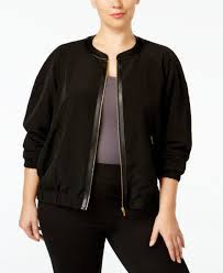 Calvin Klein Plus Size Faux Leather Trim Bomber Jacket Bomber Jacket Black Bomber Jacket Line Jackets