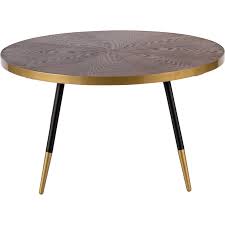 Table Basse Effet Noyer Et Dore Marta Table Basse Mobilier De Salon Table Basse Ronde