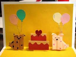 Origami is the japanese art of paper folding and kirigami is cut paper crafts that create 3d stand up or popup cards and art. Origami Dogs Pop Up Birthday Card Dog Birthday Card Origami Cards Birthday Cards