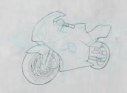 In this step we also use very light lines, so that later it would be easier for us to erase them. Motorbike Drawing Techniques On Behance