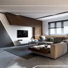 Sleek Contemporary Living Room Concrete And Wood Is A Nice Mix Modern Contemporary Livingroom Minimalist Living Room Modern Room Living Room Design Modern