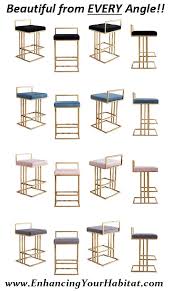 Modern Black And Gold Bar Stools Gold Angled Counter Stools In 4 Different Velvet Colors Black Blush Blue Grey Stainless Steel With Footrest Modern Counter Stools Floor Seating Stool