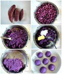 Purple Sweet Potato Filling For Mooncakes Or Mochi Asian Desserts Purple Sweet Potatoes Sweet Potato Recipes