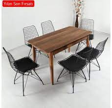 wire 6 kisilik ahsap masa tel sandalye takimi sandalye ahsap masa masa