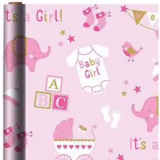 Do you go with something cute or useful? Girl Baby Shower Gift Wrap 16ft X 30in Party City