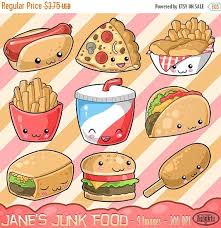 Kawaii Junk Food Clipart Cute Fast Food Download Kawaii Etsy Cute Food Drawings Cute Doodles Cute Food