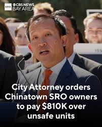 The owners of three single-room occupancy (SRO) hotels in San Francisco's  Chinatown have been ordered to pay over $800,000 and must make repairs to  settle a lawsuit over health and safety violations,