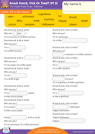 Isoxo & knock2 @ isoknock ii: Knock Knock Trick Or Treat Part 2 Worksheet Fill In The Blanks Super Simple