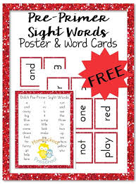 It has the following words: Pre Primer Sight Words Poster And Flash Cards Homeschool Preschool