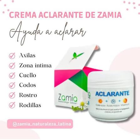Crema aclarante ZAMIA 🌸 . . De uso facial, corporal e &iacute;ntimo 🙊🙊para  aclarar progresivamente manchas pigmentarias ❣️ resultados a partir de los  15 d&iacute;as de uso CONTINUO ✓ apta para todo