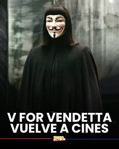 REGRESA A CINES 🙌 Para conmemorar el 20 aniversario de V For Vendetta, la  cinta regresará a cines el 5 de noviembre de 2026, día que se celebra el  movimiento de Guy Fawkes.