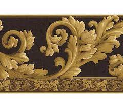 Acanthus Wave Black Gold Wallpaper Border Gold Wallpaper Border Wallpaper Border Waves Wallpaper