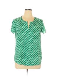 Details About Pleione Women Green Short Sleeve Blouse Xl