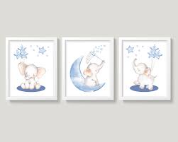 Elephant Nursery Wall Decor Baby Boy Nursery Decor Navy Blue Etsy In 2020 Elephant Nursery Prints Elephant Nursery Art Elephant Nursery Wall
