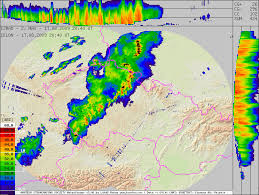 Intenzita srážek je odlišena jednotlivými barvami. Bourka A Blesk 17 8 2009 Amaterska Meteorologicka Spolecnost