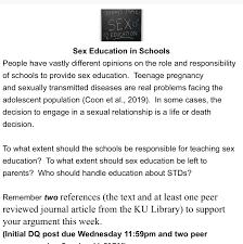 Solved] Sex Education in Schools People have vastly different opinions  on... | Course Hero
