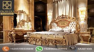 Set Kamar Tidur Mewah Royal Carved Gold Finished Dkayou Furniture Indonesia Kamar Tidur Mewah Set Kamar Tidur Kamar Tidur