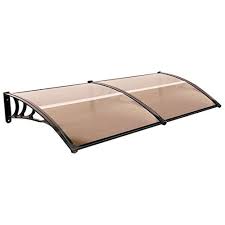 Aleko 6 5 Ft Polycarbonate Window Entry Awning In Brown Dc40x80br Hd The Home Depot Door Awnings Window Awnings Door Canopy
