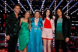 Kelly Clarkson Stuns In Plunging Blue Dress Pumps On The Voice Footwear News