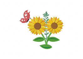 The free embroidery designs are available for instant download. Sunflower With Red Butterfly Embroidery Design Embroidery Designs For Free
