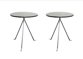 Give your living room an edge with modern side and accent tables. Lot Art 2b Danish Modern Round Metal Side Table Pair
