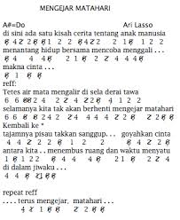 Janji bunga matahari (bahasa version). Not Angka Pianika Lagu Ari Lasso Mengejar Matahari