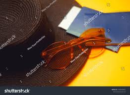 Travels Hat 2 Passports Plane Tickets And Glasses On An Orange Background Empty Place For Text Travel Discounts In 2020 Plane Tickets Travel Hat Discount Travel