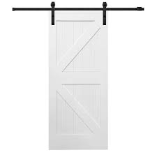 Black And White Barn Door Mmi Door 36 In X 84 In Primed Composite K Plank Barn Door With Matte Black Hardware Kit Glass Barn Doors Interior Barn Doors Sliding Door Hardware