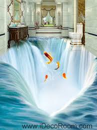 Waterfall Fish Jumping 00034 Floor Decals 3d Wallpaper Wall Mural Stickers Print Art Bathroom Decor Living Room Kitchen Waterproof Business Home Office Gift 3d Wallpaper For Walls Floor Wallpaper Floor Murals