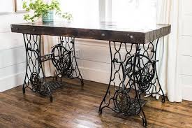 Industrial Desk Made From Antique Singer Sewing Machine Treadle Bases In 2020 Old Sewing Machine Table Singer Sewing Machine Table Singer Sewing Machine Repurposed
