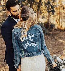 Wife Of The Party Brides Jean Jacket Bride Jacket Wedding Jacket Denim Wedding