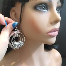 Silver chainmail earrings. Alt fashion. O rings.