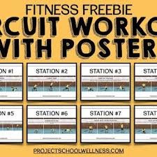 P E Fitness Stations Circuit Training Workout With Posters Circuit Training Workouts Circuit Training Workout Posters