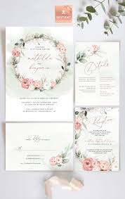 Siri Dusty Rose Wedding Invitations Template Boho Rosegold Etsy Rose Wedding Invitations Bohemian Wedding Invitations Wedding Invitation Templates