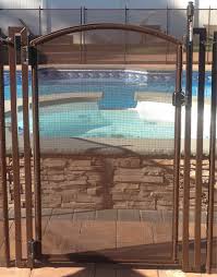 This site doesn't actually offer pictures of what their fences end up looking like. 2 5 Ft W X 4 Ft H Pool Fence Diy Gate In Brown With Self Closing Self Latching Hardware Arch Top Walmart Com Walmart Com