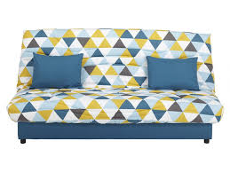 Confortable avec 13 cm d'épaisseur, il fera un excellent lit d'appoint. Canape Clic Clac Tissu Saloon Rangement Bleu Graphic