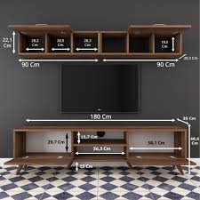 Rani A9 Duvar Rafli Kitaplikli Tv Unitesi Duvara Monte Dolapli Modern Ayakli Tv Sehpasi Ceviz M4 Mobilya Tv Unitesi Yatak Odasi Ic Mekan