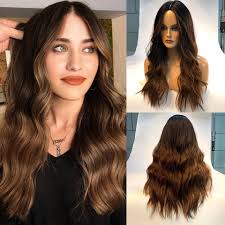 Brown hair isn't just one shade. Jonrenau Synthetic Long Natural Wave Hair Ombre Black To Dark Brown Wigs For White Black Women Party Or Daily Wear Synthetic None Lace Wigs Aliexpress
