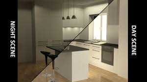 The kitchen in front elevation. 3d Basic Kitchen In Autocad Rendering Youtube