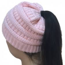 Entrepreneur bringing production of her ponytail hats back to the u.s. Clearance Fashion Women Knit Thick Warm Ponytail Hole Beanie Hat Cap Black White Pink C6187zeh7z3