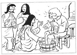 Jesus washing feet coloring page. Coloring Pages Jesus Washes Feet