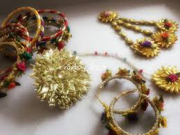 A Complete Gota Jewellery Set For Mehndi Function Jhumar Tikka Ring Earrings Bangles Mehndi Function Handmade Jewelry Handmade