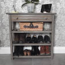 Narrow Console Table With Drawer And 3 Shelves Metallic Grey Etsy Narrow Console Table Hallway Furniture Entryway Shoe Storage