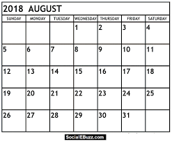 Blank August 2018 Calendar August 2018 Printable Calendar Calendar For Augus Calendar Printables Monthly Calendar Printable Free Printable Calendar Templates