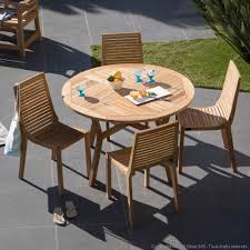 Salon De Jardin 4 Places En Teck Brut 1 Table Ronde 120cm 4 Chaises Lovazzi Ermanno G Port Offert Table Outdoor Furniture Outdoor Decor