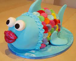 Bright and festive, this blue and orange fish themed first birthday party has all sorts of adorable ideas for your under the water bash. Rainbow Fish Cake Fish Cake Birthday Fish Cake Cupcake Cakes