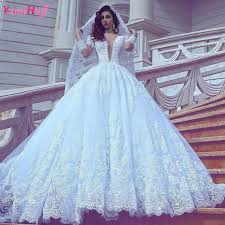 Luxury Wedding Dress Lace Long Sleeve Lebanon Vestido De Casamento Church Arab Bridal Bride Dr Ball Gowns Wedding Ball Gown Wedding Dress Fancy Wedding Dresses
