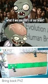 This may be thanks to our evolution. What If We Use 100 Of Our Brain Volutiona Uman B 100 Bring Back Pvz Brain Meme On Ballmemes Com